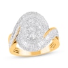 Thumbnail Image 1 of Multi-Diamond Center Oval Bypass Swirl Ring 1-1/2 ct tw 10K Yellow Gold