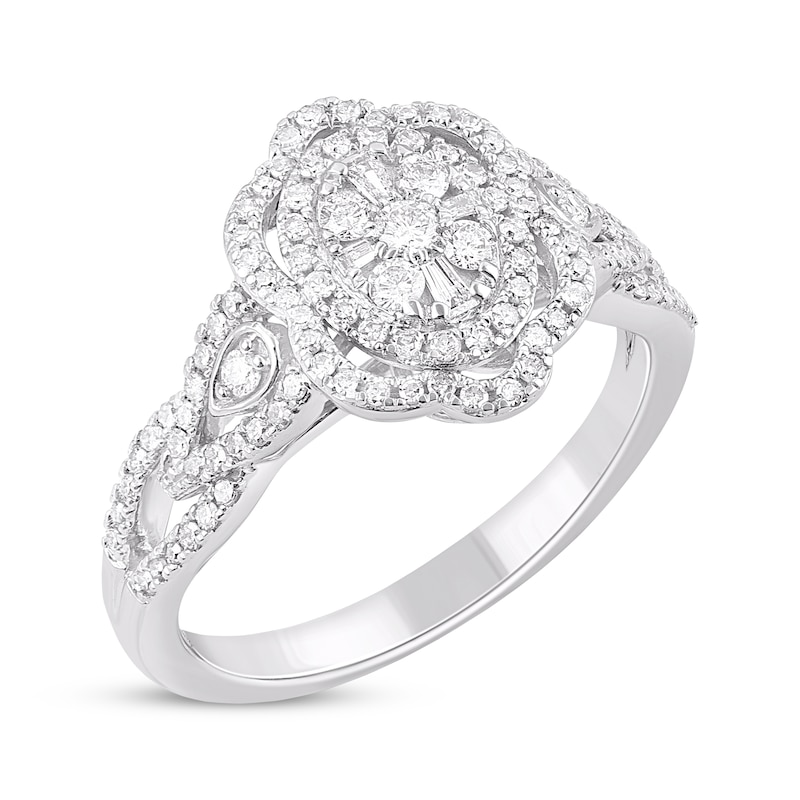 Main Image 2 of Multi-Diamond Art Deco-Inspired Frame Ring 1/2 ct tw 10K White Gold