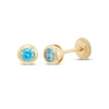 Thumbnail Image 0 of Children's Blue Cubic Zirconia Bezel-Set Stud Earrings 14K Yellow Gold