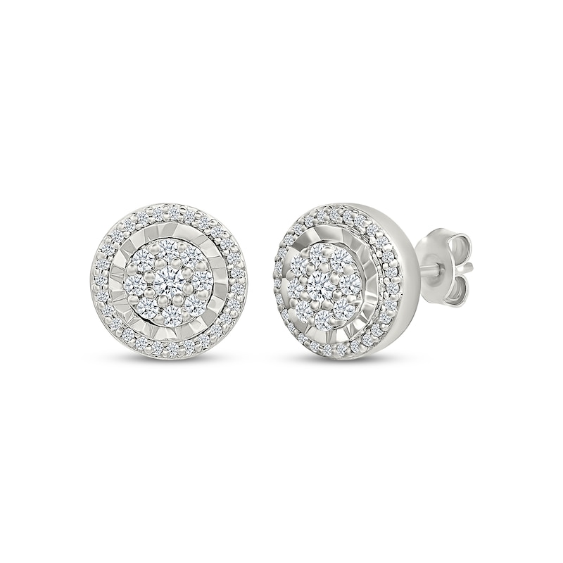 Main Image 1 of Multi-Diamond Stud Earrings 1/4 ct tw Sterling Silver