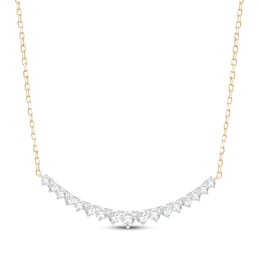 Lab-Grown Diamonds by KAY Graduated Curved Bar Necklace 2 ct tw 10K Yellow Gold 18&quot;