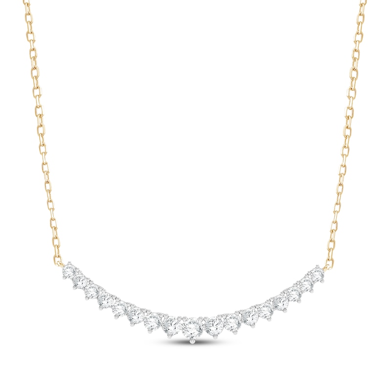 Lab-Grown Diamonds by KAY Graduated Curved Bar Necklace 2 ct tw 10K Yellow Gold 18"