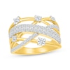 Thumbnail Image 1 of Lab-Grown Diamonds by KAY Multi-Row Crossover Ring 1 ct tw 10K Yellow Gold