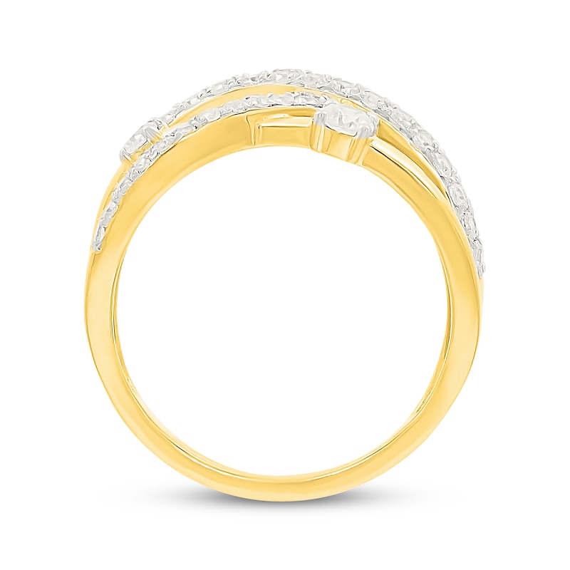 Main Image 3 of Lab-Grown Diamonds by KAY Multi-Row Crossover Ring 1 ct tw 10K Yellow Gold