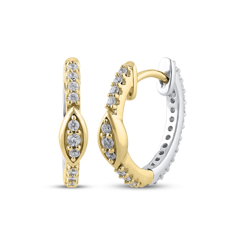 Diamond Marquise Center Reversible Hoop Earrings 1/3 ct tw 10K Two-Tone Gold