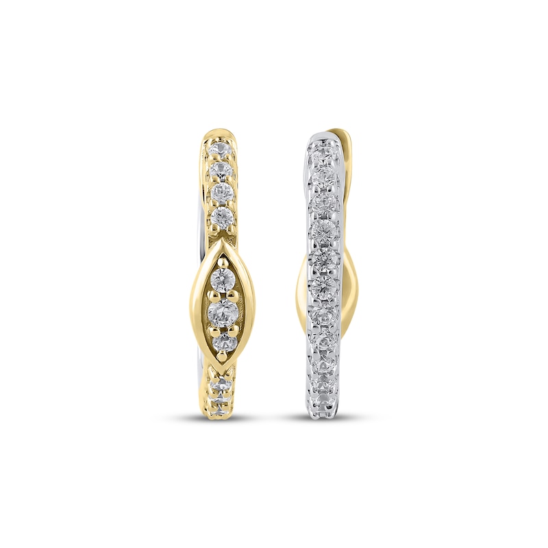 Diamond Marquise Center Reversible Hoop Earrings 1/3 ct tw 10K Two-Tone Gold