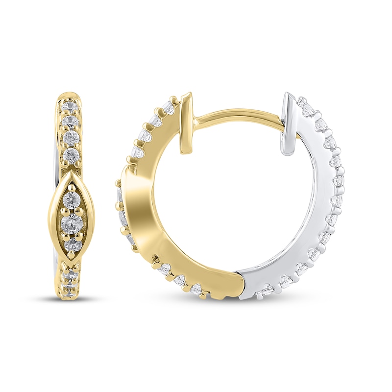 Diamond Marquise Center Reversible Hoop Earrings 1/3 ct tw 10K Two-Tone Gold