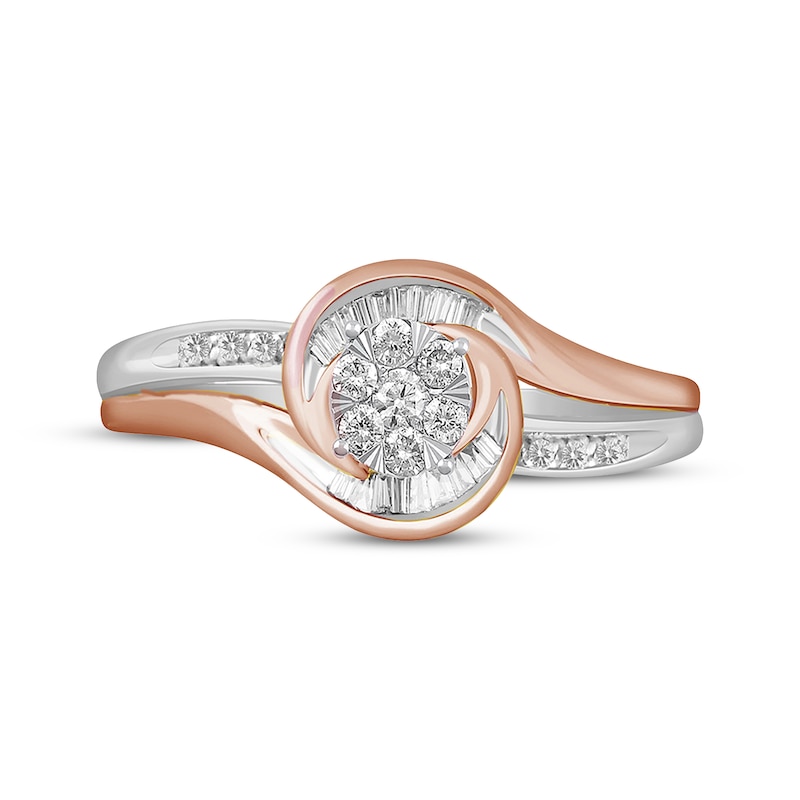 Multi-Diamond Bypass Swirl Promise Ring 1/5 ct tw 10K Two-Tone Gold