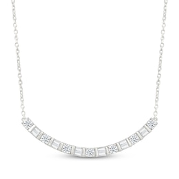 Lab-Grown Diamonds by KAY Baguette & Round-Cut Smile Necklace 1 ct tw 10K White Gold 18&quot;