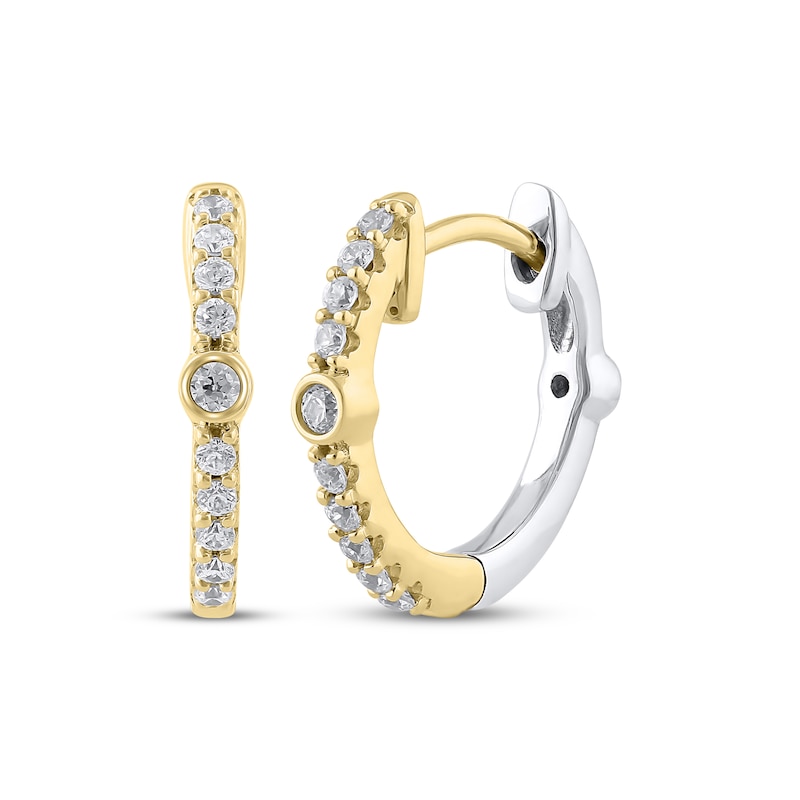 Diamond Reversible Hoop Earrings 1/5 ct tw 10K Two-Tone Gold