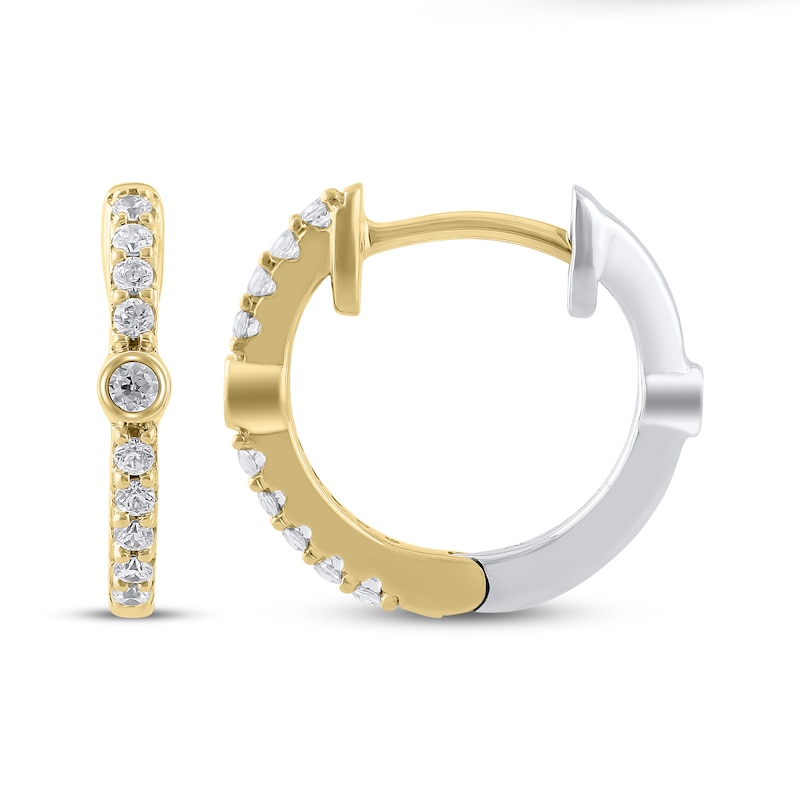 Diamond Reversible Hoop Earrings 1/5 ct tw 10K Two-Tone Gold