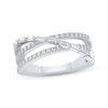 Thumbnail Image 0 of Baguette & Round-Cut Diamonds Three-Row Crossover Ring 1/2 ct tw 10K White Gold