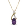 Thumbnail Image 0 of Oval-Cut Amethyst & White Lab-Created Sapphire Drop Necklace 18K Yellow Gold-Plated Sterling Silver 18"