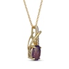 Thumbnail Image 1 of Oval-Cut Amethyst & White Lab-Created Sapphire Drop Necklace 18K Yellow Gold-Plated Sterling Silver 18"