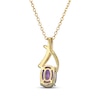 Thumbnail Image 2 of Oval-Cut Amethyst & White Lab-Created Sapphire Drop Necklace 18K Yellow Gold-Plated Sterling Silver 18"