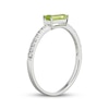 Thumbnail Image 2 of Baguette-Cut Peridot & White Lab-Created Sapphire Ring Sterling Silver