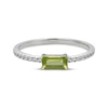 Thumbnail Image 3 of Baguette-Cut Peridot & White Lab-Created Sapphire Ring Sterling Silver