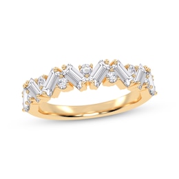 Baguette & Round-Cut Diamond Zigzag Anniversary Anniversary Ring 1/2 ct tw 14K Yellow Gold