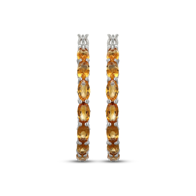 Main Image 2 of Oval-Cut Citrine Hoop Earrings Sterling Silver