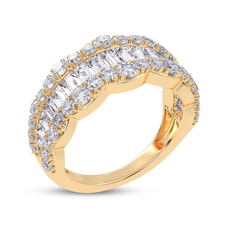 Main Image 2 of Lab-Grown Diamonds by KAY Baguette & Round-Cut Scalloped Ring 1-1/2 ct tw 14K Yellow Gold