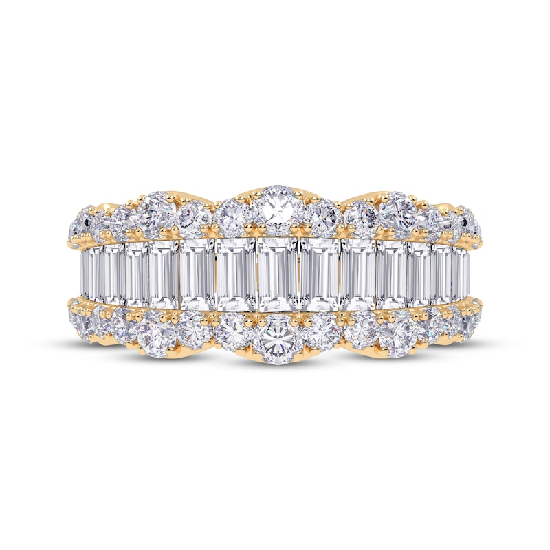 Main Image 3 of Lab-Grown Diamonds by KAY Baguette & Round-Cut Scalloped Ring 1-1/2 ct tw 14K Yellow Gold