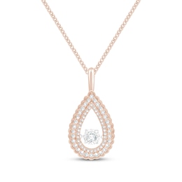 Unstoppable Love Diamond Scalloped Teardrop Necklace 1/2 ct tw 10K Rose Gold 19&quot;