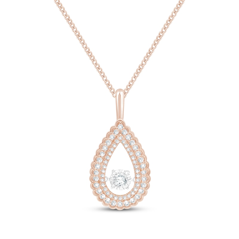 Main Image 1 of Unstoppable Love Diamond Scalloped Teardrop Necklace 1/2 ct tw 10K Rose Gold 19&quot;