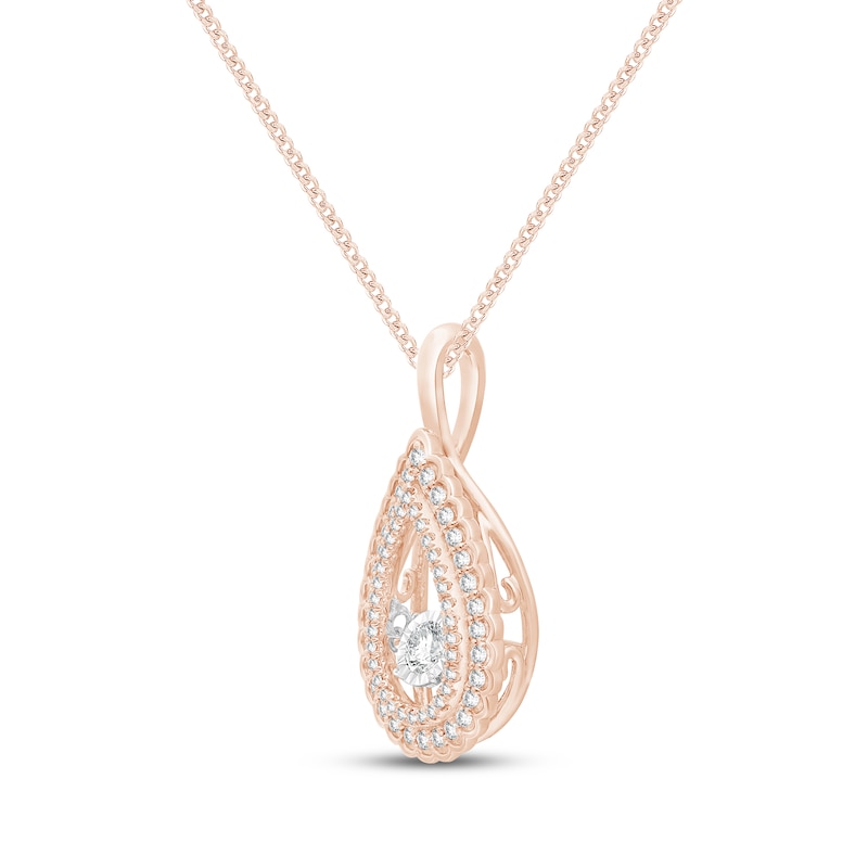 Main Image 2 of Unstoppable Love Diamond Scalloped Teardrop Necklace 1/2 ct tw 10K Rose Gold 19&quot;