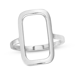 Oversized Open Rectangle Ring Sterling Silver