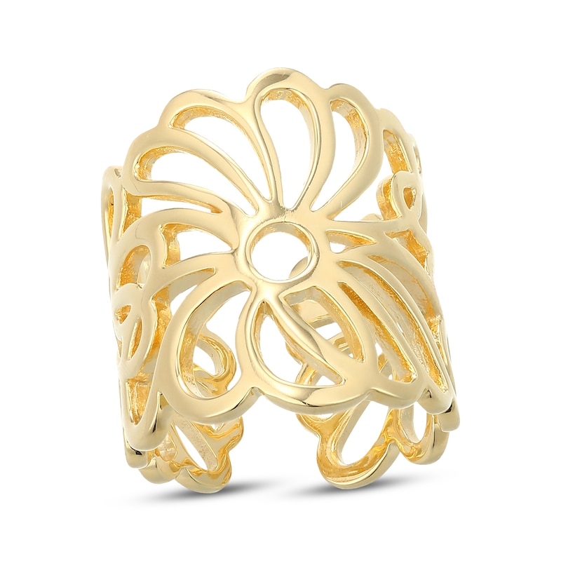 Main Image 1 of Flower Outline Deconstructed Ring 18K Yellow Gold-Plated Sterling Silver