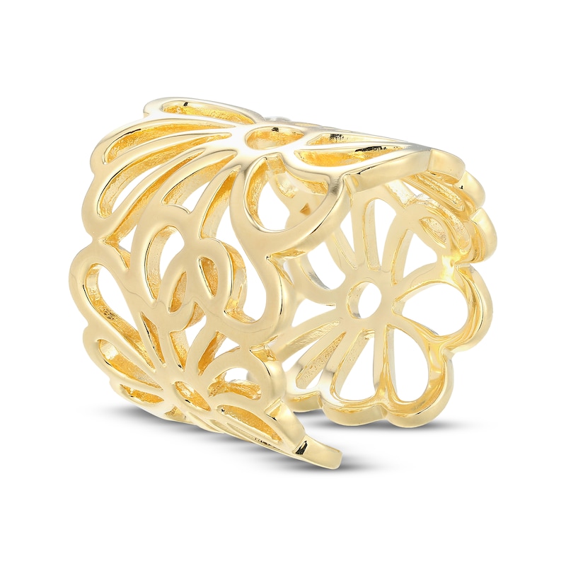 Main Image 2 of Flower Outline Deconstructed Ring 18K Yellow Gold-Plated Sterling Silver