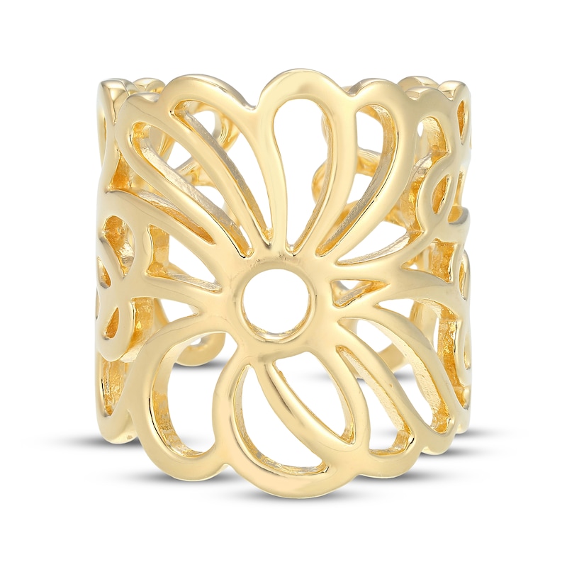 Main Image 3 of Flower Outline Deconstructed Ring 18K Yellow Gold-Plated Sterling Silver