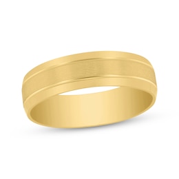 Men's Brushed Wedding Band 10K Yellow Gold 6mm