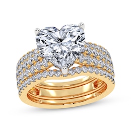 Adore Heart-Shaped Lab-Grown Diamond Three-Piece Bridal Set 3 ct tw 14K Yellow Gold