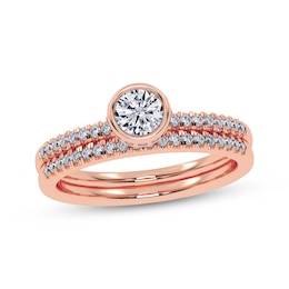 Adore Round-Cut Diamond Bezel-Set Bridal Set 1/2 ct tw 14K Rose Gold