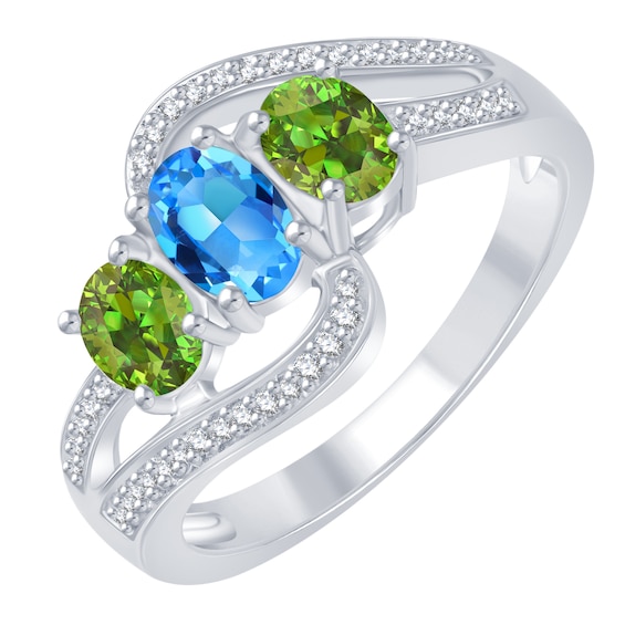 Oval-Cut Birthstone & Diamond Ring