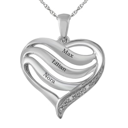 Family & Mother's Heart Necklace (1-3 Stones and Lines)