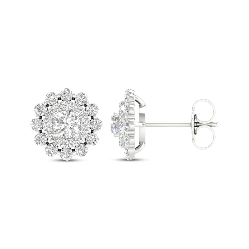 Main Image 1 of Lab-Grown Diamonds by KAY Double Frame Stud Earrings 1 ct tw 14K White Gold