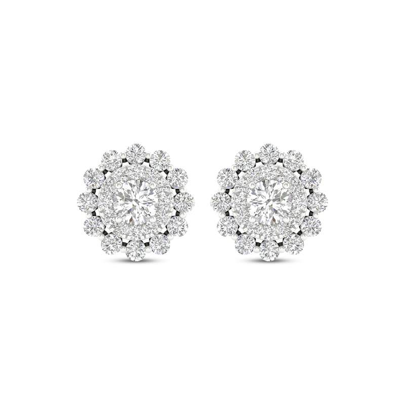 Main Image 2 of Lab-Grown Diamonds by KAY Double Frame Stud Earrings 1 ct tw 14K White Gold