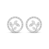 Thumbnail Image 1 of Diamond Leaves Circle Stud Earrings 1/5 ct tw 10K White Gold