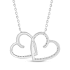 Thumbnail Image 3 of Diamond Double Heart Necklace 1/5 ct tw Sterling Silver 18”