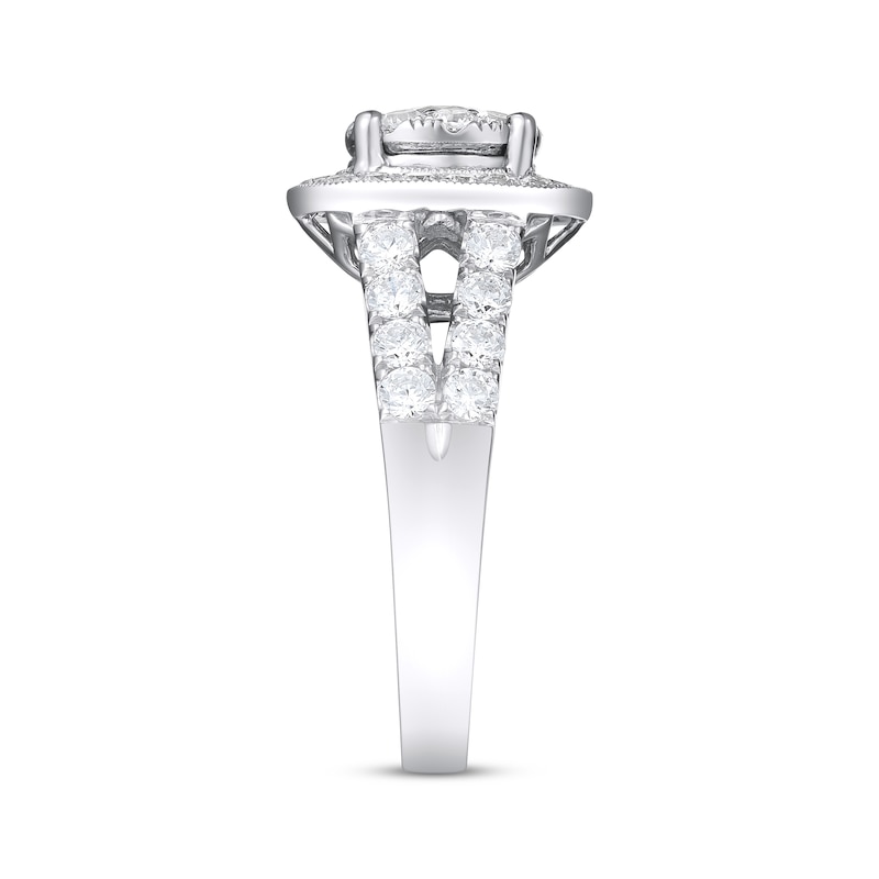 Main Image 2 of Multi-Diamond Center Cushion Frame Engagement Ring 1-1/2 ct tw 14K White Gold