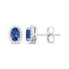 Thumbnail Image 1 of Oval-Cut Tanzanite & White Topaz Halo Earrings Sterling Silver