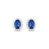 Thumbnail Image 2 of Oval-Cut Tanzanite & White Topaz Halo Earrings Sterling Silver