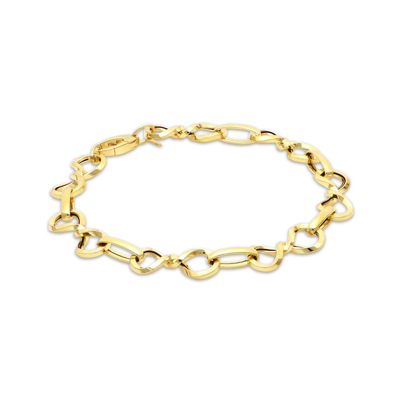 Polished Hollow Infinity Twist Link Bracelet 10K Yellow Gold 7.75 ...