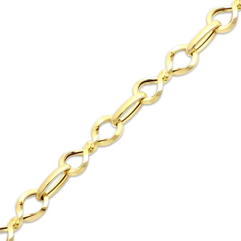 Main Image 2 of Polished Hollow Infinity Twist Link Bracelet 10K Yellow Gold 7.75”