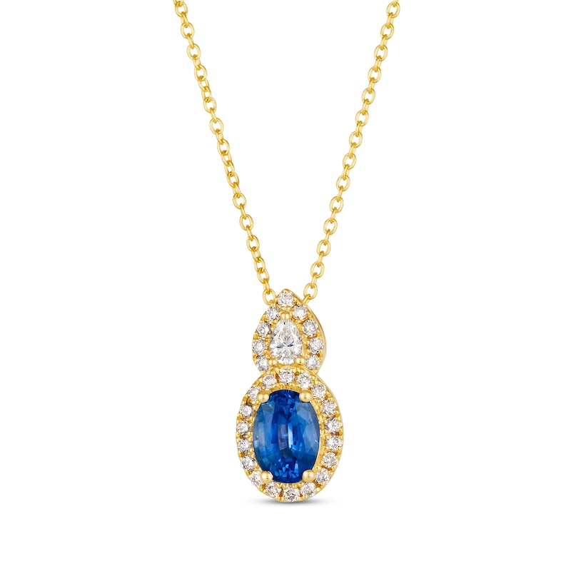 Main Image 1 of Le Vian Blue Sapphire Necklace 1/4 ct tw Diamonds 14K Honey Gold 19&quot;