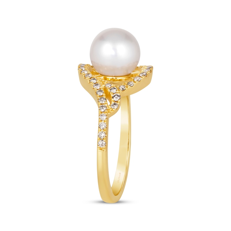 Main Image 2 of Le Vian Cultured Pearl Swirl Ring 1/3 ct tw Diamonds 14K Honey Gold