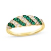 Thumbnail Image 1 of Le Vian Venetian Mosaic Emerald & Diamond Diagonal Ring 1/4 ct tw 14K Honey Gold