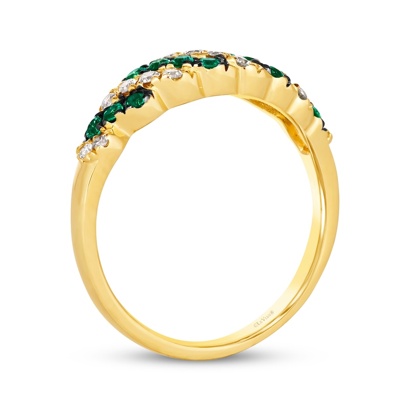 Main Image 3 of Le Vian Venetian Mosaic Emerald & Diamond Diagonal Ring 1/4 ct tw 14K Honey Gold